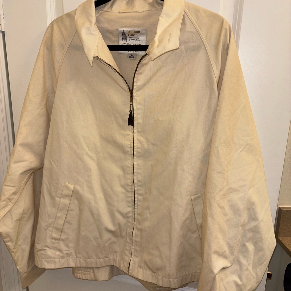 London Fog Men’s 44 Long Cream Windbreaker Jacket